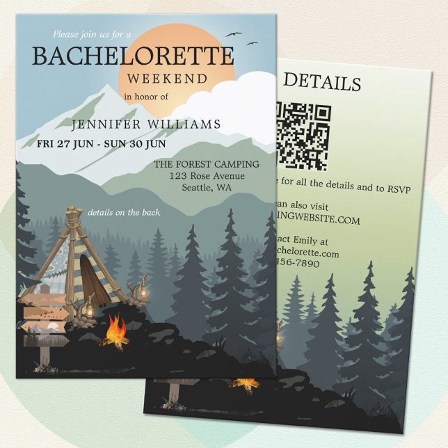 Spa forestier Camping Bachelorette Invitation du w (Créateur téléchargé)