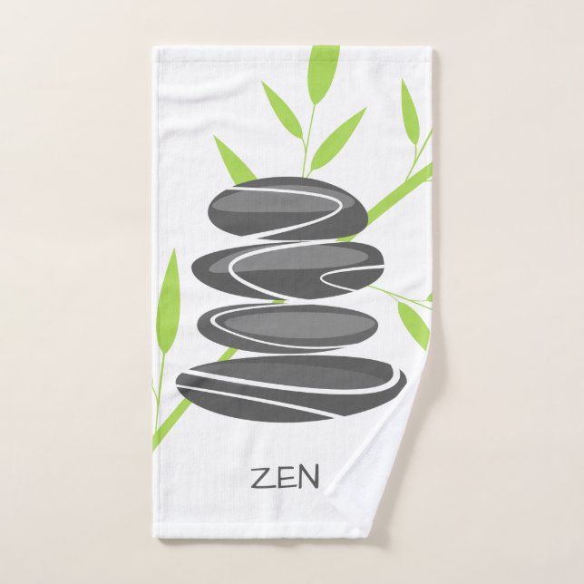 Spa hand towel with stacked pebble stones design (Serviette à main)