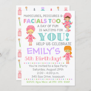 Spa Invitation Anniversaire Fille Spa