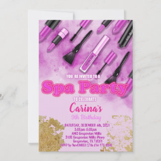 Spa Maquillage Glam Invitation d'anniversaire