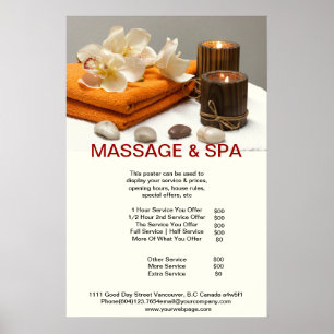 Spa Massage Beauté Salon Poster aux bougies