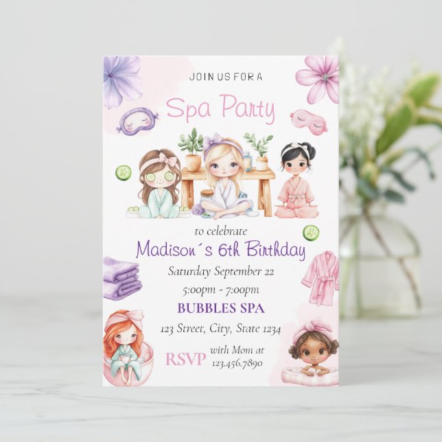 Spa Party Birthday Invitation (Debout devant)