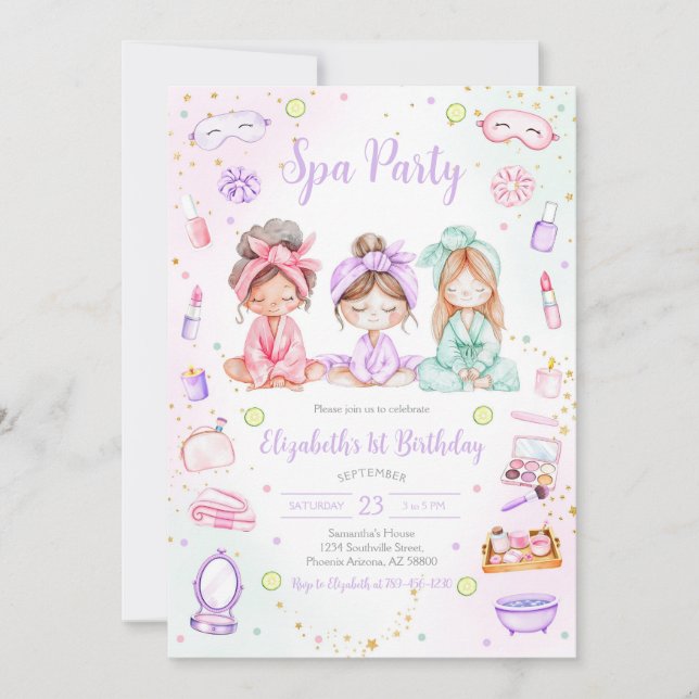 Spa Party Birthday Invitation (Devant)