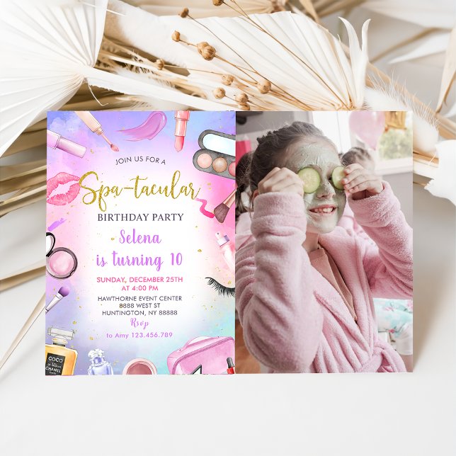 Spa Party Glam Girl Anniversaire Photo Invitation (Créateur téléchargé)
