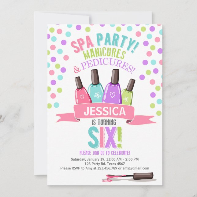 Spa Party Pink Purple invitation d'anniversaire Si (Devant)