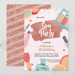 Spa Party Rose Gold Anniversaire Invitation