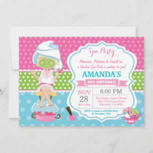 Spa Sleepover Anniversaire Fête Invitation