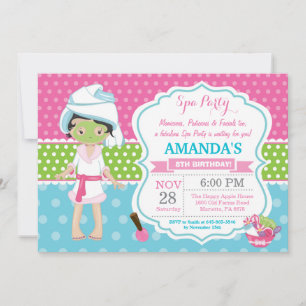 Spa Sleepover Anniversaire Fête Invitation