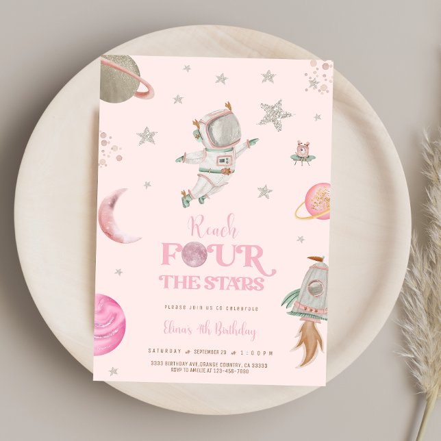 SPACE 4TH BIRTHDAY Invitation (Créateur téléchargé)