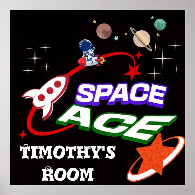 Space Ace Kid's Room Editable Poster (Devant)