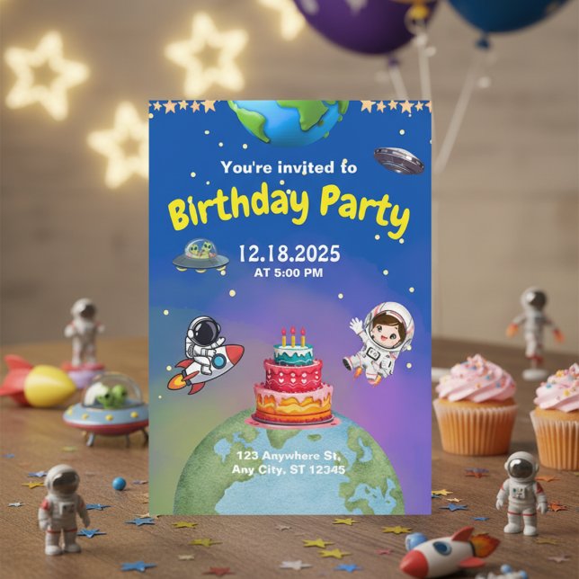Space Adventure Invitation d'anniversaire (Créateur téléchargé)