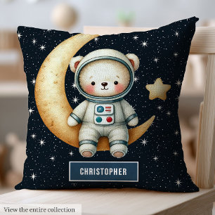 Space Adventure Teddy Bear Coussin Baby Boy Custom