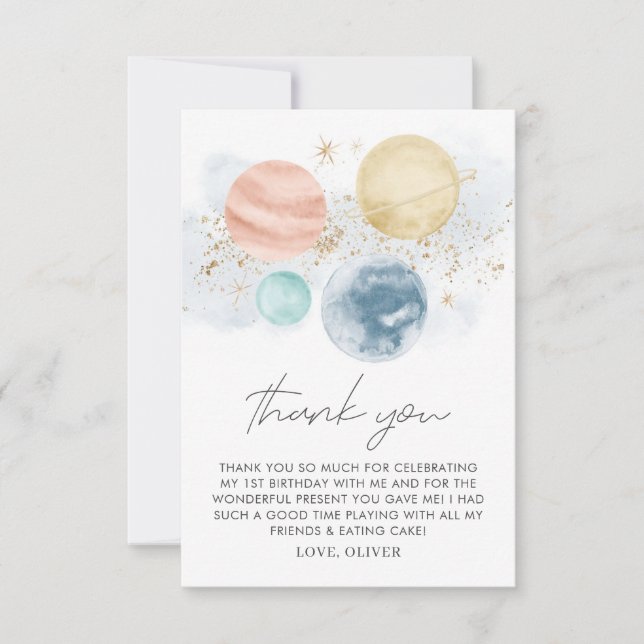 Space Boys Anniversaire Plat Carte de remerciement (Devant)