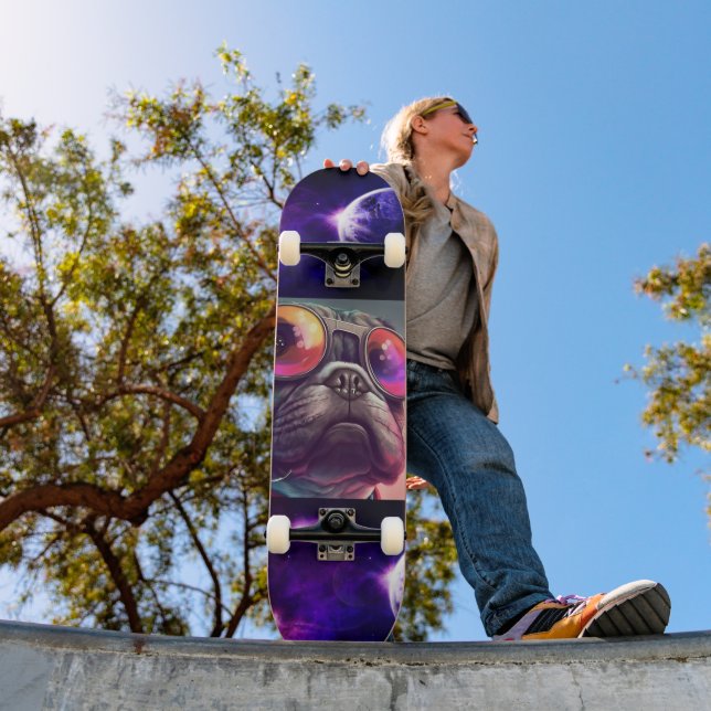 SPACE BULLDOG FUNNY Skateboard (Extérieur 1)
