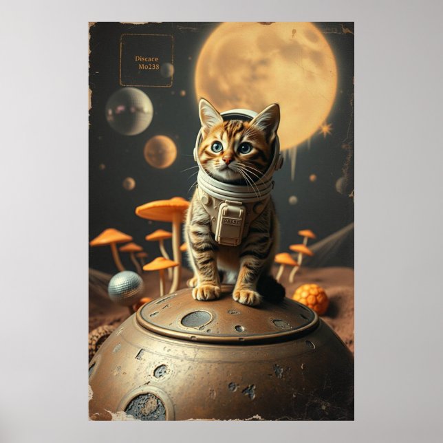 Space Cat Dreams : Retro Odyssey Poster (Devant)