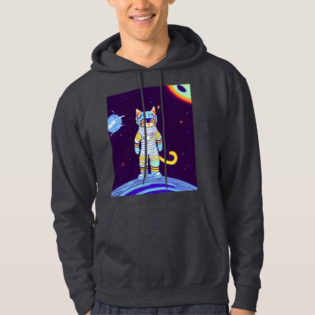 SPACE CAT MENS drôle Sweatshirt à capuchon sweat - (Devant)