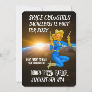 SPACE COWGIRL CUSTOM BACHELORETTE INVITATION PARTI