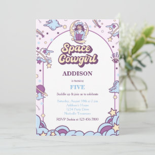 Space Cowgirl Western Invitation d'anniversaire
