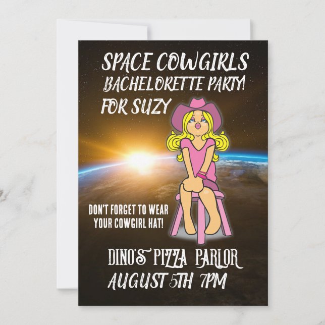 SPACE COWGIRLS BACHELORETTE INVITATIONS DU PARTI (Devant)