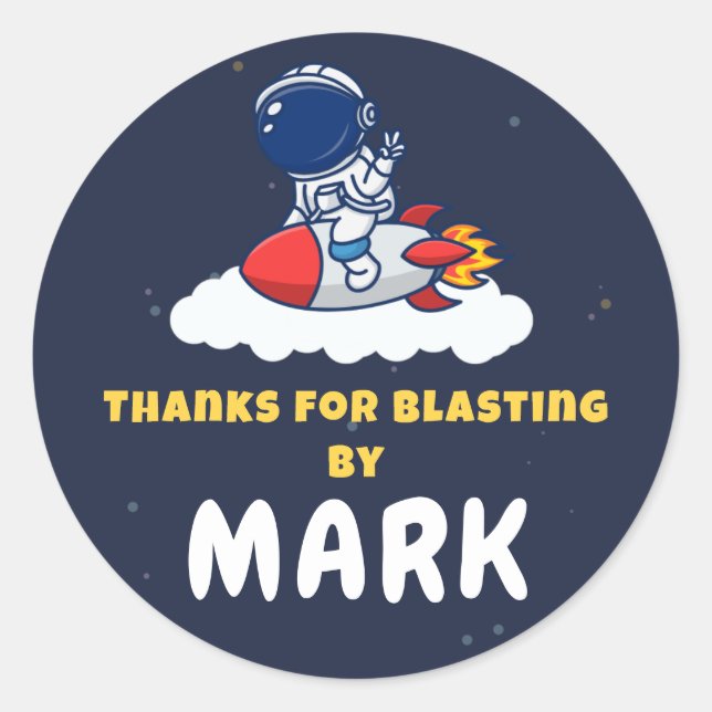 Space Explorer Party Favor Sticker (Devant)