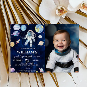 Space Galaxy Boy 1er Anniversaire Invitation