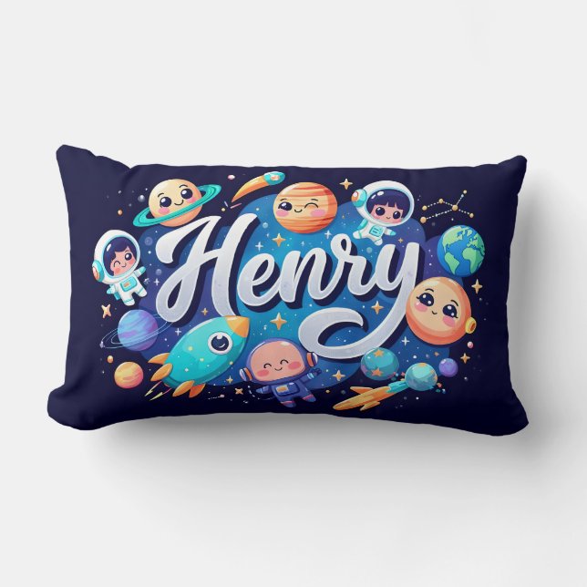 Space Galaxy Henry oreiller à lancer personnalisé (Recto)