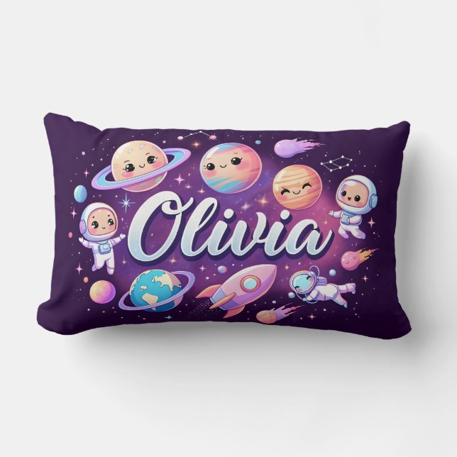 Space Galaxy Olivia oreiller à lancer personnalisé (Recto)