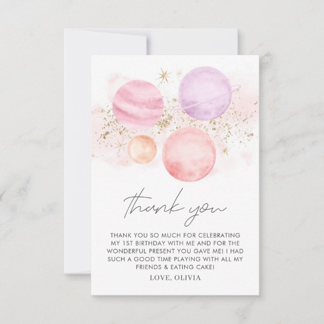 Space Girls Birthday Flat Carte de remerciements (Devant)