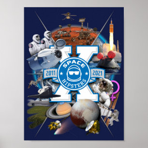 Space Hipsters® X Collage Wall Art Poster 9" x 12"
