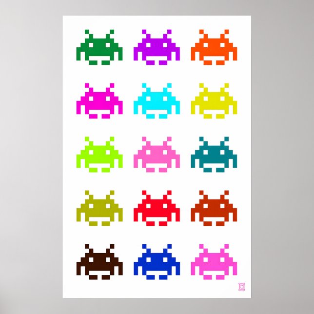 Space Invaders  Impression d'art fin. Vintage Retr (Devant)