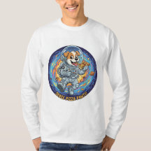Space Pizza Pawthy Funny Galaxy T-shirt Chat