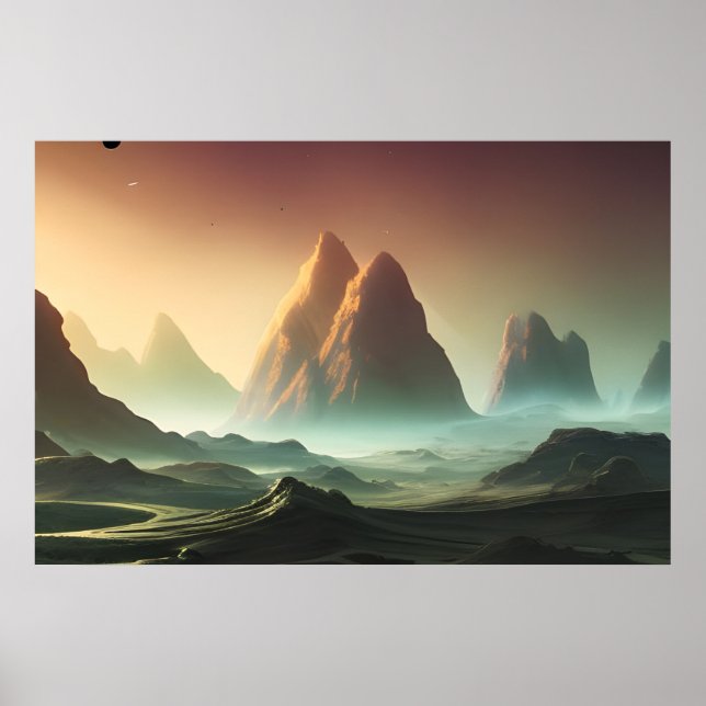 Space Planet Landscape Digital Art Poster #026 (Devant)