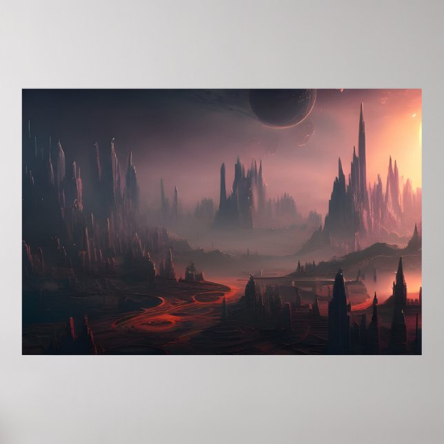 Space Planet Landscape Digital Art Poster #034 (Devant)