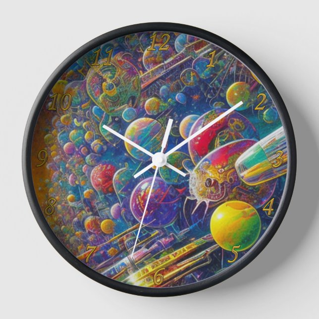 Space Race horloge murale noire avec numéros (Recto)