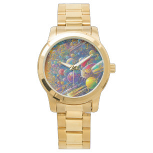 Space Race surdimensionné montre à bracelet en or