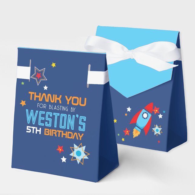 Space Rocket Navy & Baby Blue Ballotins (Outer Space Rocket Navy & Blue Gift Favor Boxes)