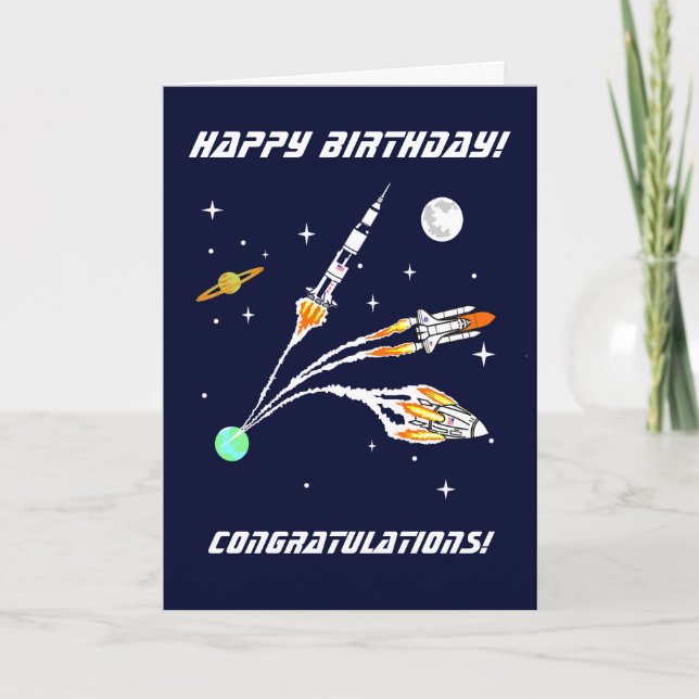 Space Rockets - Carte Anniversaire (Devant)