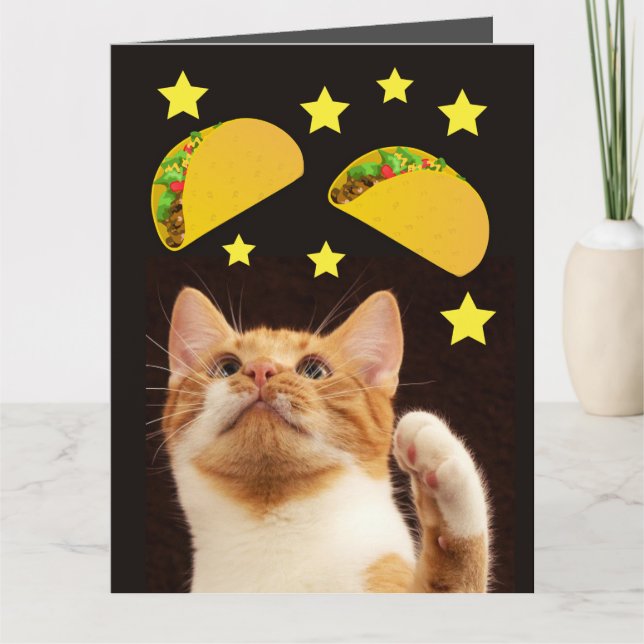 SPACE TACO CAT drôle Carte de voeux d'anniversaire (Devant)
