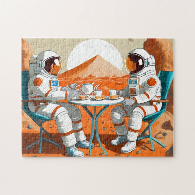 Space Tea Party Bold et beau Jigsaw Puzzle (Horizontal)