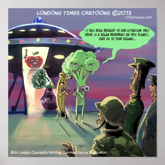 Spaced Out Vegans Funny Poster (Devant)