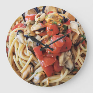 Spaghetti avec moules Tomates Horloge murale