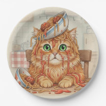 Spaghetti Kitty, Orange, Assiettes en Papier