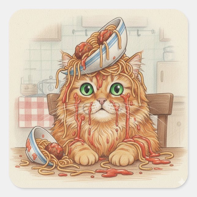 Spaghetti Kitty, Orange, Autocollants (Devant)