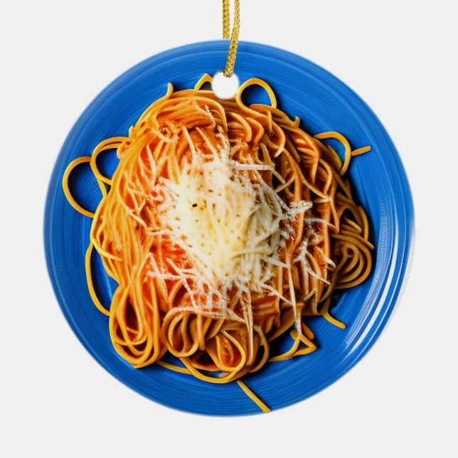 Spaghetti Pun de Noël Ornement en céramique (Devant)