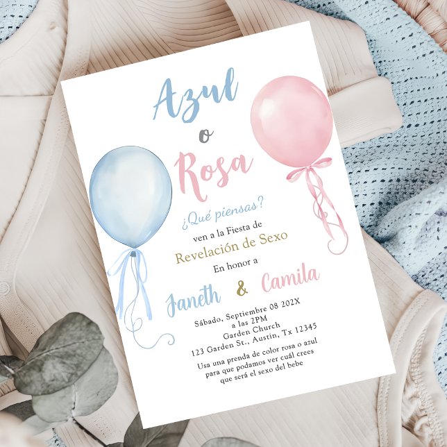 Spanish Balloons Gender Reveal Invitation (Créateur téléchargé)