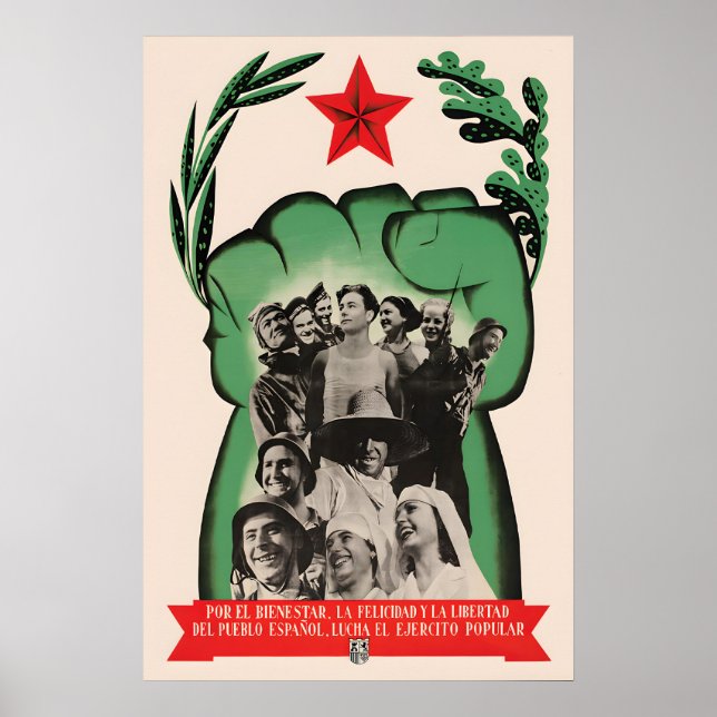 Spanish Civil War Poster  The popular front (Devant)