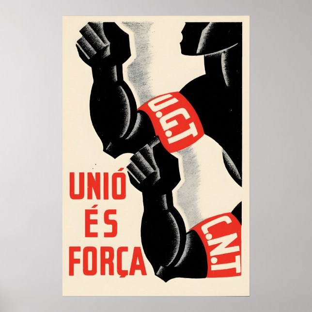 Spanish Civil War Poster UGT CNT Unity is strength (Devant)