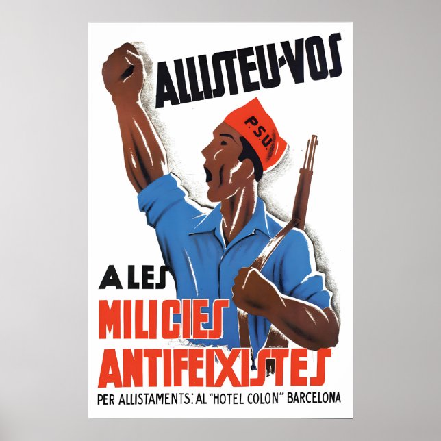 Spanish Civil War Propaganda Poster  Join the (Devant)