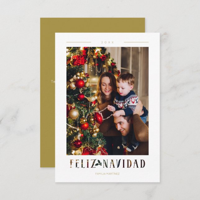 Spanish Feliz Navidad Modern Calligraphy Photo (Devant / Derrière)