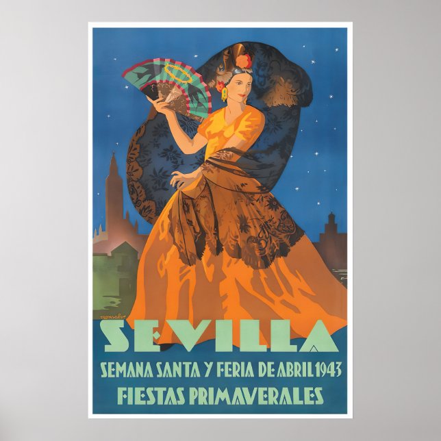 Spanish Gifts Seville Travel Poster Spain Festival (Devant)